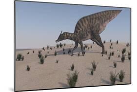 Saurolophus Walking across a Barren Landscape-null-Mounted Art Print