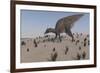 Saurolophus Walking across a Barren Landscape-null-Framed Art Print