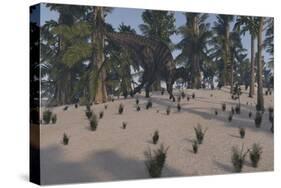 Saurolophus Walking in an Island Environment-null-Stretched Canvas