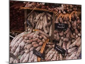 Sausages and Saucisson on Sale at Market in Tours, Indre-Et-Loire, Centre, France, Europe-Julian Elliott-Mounted Photographic Print