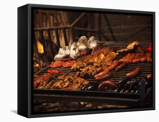 Sausages on a Grill, Mercado Del Puerto, Montevideo, Uruguay-null-Framed Stretched Canvas