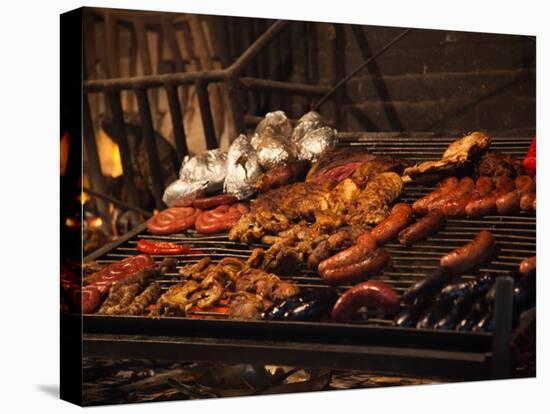 Sausages on a Grill, Mercado Del Puerto, Montevideo, Uruguay-null-Stretched Canvas