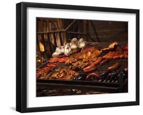 Sausages on a Grill, Mercado Del Puerto, Montevideo, Uruguay-null-Framed Photographic Print