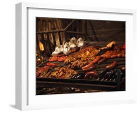 Sausages on a Grill, Mercado Del Puerto, Montevideo, Uruguay-null-Framed Photographic Print