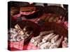 Sausages on a Market Stall, La Flotte, Ile De Re, Charente-Maritime, France, Europe-Richardson Peter-Stretched Canvas