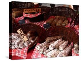 Sausages on a Market Stall, La Flotte, Ile De Re, Charente-Maritime, France, Europe-Richardson Peter-Stretched Canvas