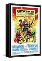 SAVAGE SISTERS, US poster, from left: Gloria Hendry, Cheri Caffaro,  Rosanna Ortiz, 1974.-null-Framed Stretched Canvas