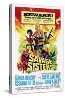 SAVAGE SISTERS, US poster, from left: Gloria Hendry, Cheri Caffaro,  Rosanna Ortiz, 1974.-null-Stretched Canvas