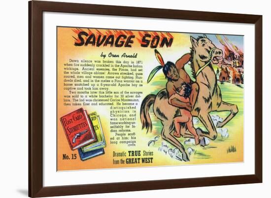 Savage Son Storiette, Native American on Horseback-Lantern Press-Framed Premium Giclee Print