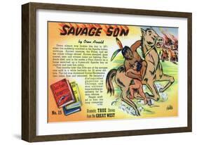 Savage Son Storiette, Native American on Horseback-Lantern Press-Framed Art Print