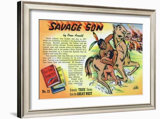 Savage Son Storiette, Native American on Horseback-Lantern Press-Framed Art Print