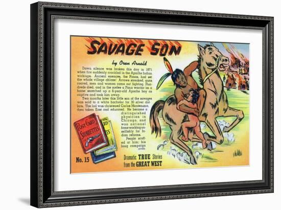 Savage Son Storiette, Native American on Horseback-Lantern Press-Framed Art Print