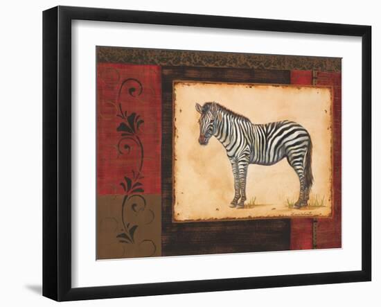 Savanna Zebra-Linda Wacaster-Framed Art Print