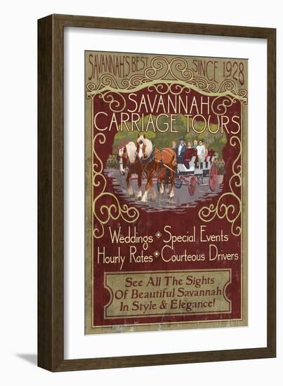 Savannah, Georgia - Carriage Tours-Lantern Press-Framed Art Print