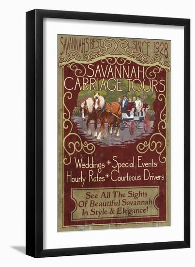 Savannah, Georgia - Carriage Tours-Lantern Press-Framed Art Print