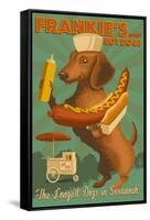 Savannah, Georgia - Dachshund - Retro Hotdog Ad-Lantern Press-Framed Stretched Canvas