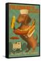 Savannah, Georgia - Dachshund - Retro Hotdog Ad-Lantern Press-Framed Stretched Canvas