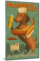 Savannah, Georgia - Dachshund - Retro Hotdog Ad-Lantern Press-Mounted Art Print