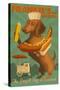 Savannah, Georgia - Dachshund - Retro Hotdog Ad-Lantern Press-Stretched Canvas