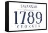 Savannah, Georgia - Established Date (Blue)-Lantern Press-Framed Stretched Canvas