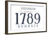 Savannah, Georgia - Established Date (Blue)-Lantern Press-Framed Art Print