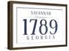 Savannah, Georgia - Established Date (Blue)-Lantern Press-Framed Art Print