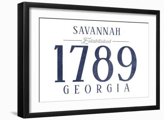 Savannah, Georgia - Established Date (Blue)-Lantern Press-Framed Art Print