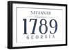 Savannah, Georgia - Established Date (Blue)-Lantern Press-Framed Art Print