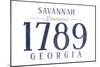 Savannah, Georgia - Established Date (Blue)-Lantern Press-Mounted Art Print