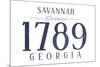 Savannah, Georgia - Established Date (Blue)-Lantern Press-Mounted Art Print