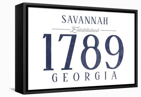 Savannah, Georgia - Established Date (Blue)-Lantern Press-Framed Stretched Canvas