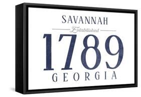 Savannah, Georgia - Established Date (Blue)-Lantern Press-Framed Stretched Canvas