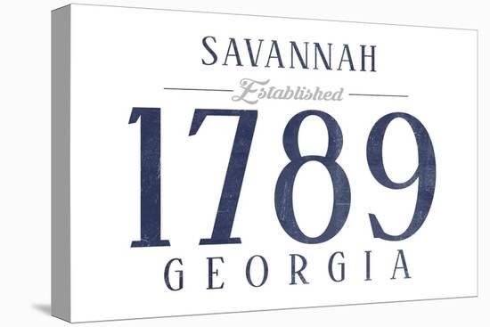 Savannah, Georgia - Established Date (Blue)-Lantern Press-Stretched Canvas