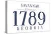 Savannah, Georgia - Established Date (Blue)-Lantern Press-Stretched Canvas