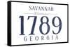 Savannah, Georgia - Established Date (Blue)-Lantern Press-Framed Stretched Canvas