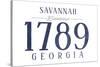 Savannah, Georgia - Established Date (Blue)-Lantern Press-Stretched Canvas