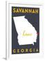 Savannah - Georgia - Home State - White on Gray-Lantern Press-Framed Art Print