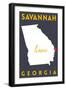 Savannah - Georgia - Home State - White on Gray-Lantern Press-Framed Art Print