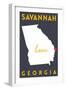 Savannah - Georgia - Home State - White on Gray-Lantern Press-Framed Art Print