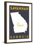 Savannah - Georgia - Home State - White on Gray-Lantern Press-Framed Art Print