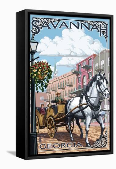 Savannah, Georgia - Horse and Carriage-Lantern Press-Framed Stretched Canvas