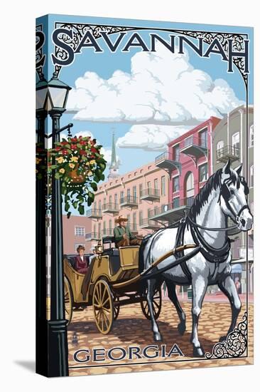 Savannah, Georgia - Horse and Carriage-Lantern Press-Stretched Canvas