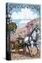 Savannah, Georgia - Horse and Carriage-Lantern Press-Stretched Canvas