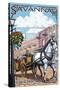 Savannah, Georgia - Horse and Carriage-Lantern Press-Stretched Canvas