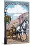 Savannah, Georgia - Horse and Carriage-Lantern Press-Mounted Art Print