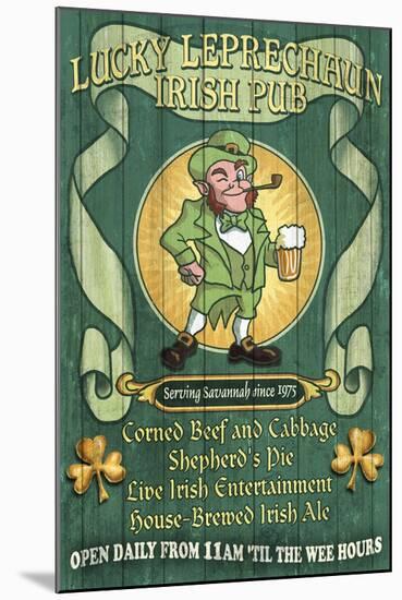 Savannah, Georgia - Leprechaun Irish Pub-Lantern Press-Mounted Art Print