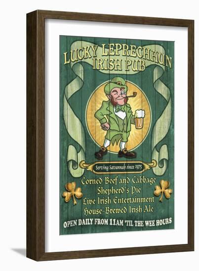 Savannah, Georgia - Leprechaun Irish Pub-Lantern Press-Framed Art Print