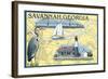 Savannah, Georgia - Nautical Chart-Lantern Press-Framed Art Print