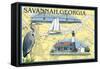 Savannah, Georgia - Nautical Chart-Lantern Press-Framed Stretched Canvas