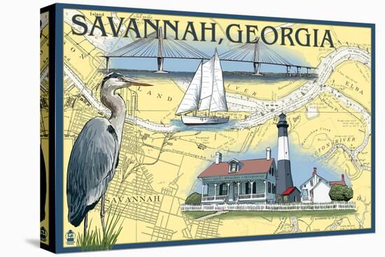 Savannah, Georgia - Nautical Chart-Lantern Press-Stretched Canvas